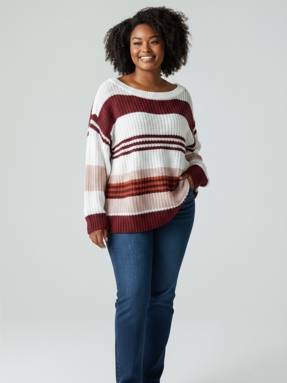 KIRUNDO Women's Size Medium Striped Sweater